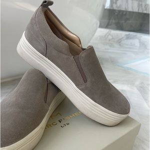 Marc Fisher Mlelise Women's Brown/white Suede Slip-on Sneakers Shoes 8